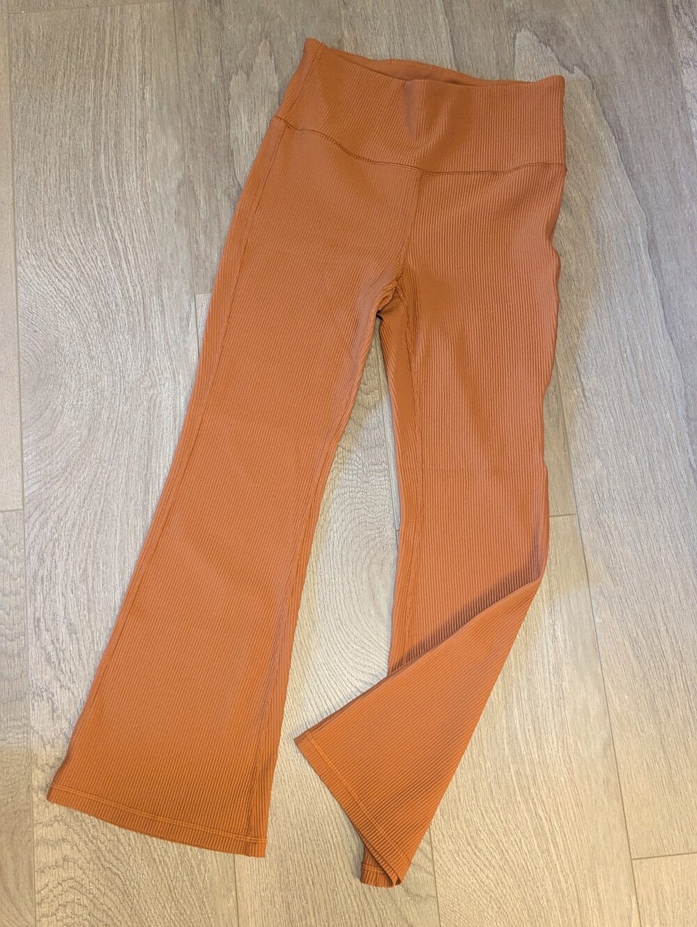 Athleta Ribbed Flare Leggings in Burnt Orange